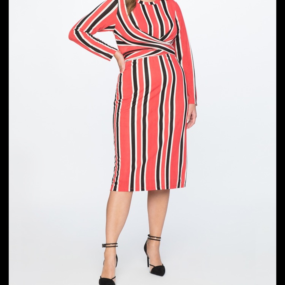 NWT Eloquii ottoman tie striped midi dress size 22